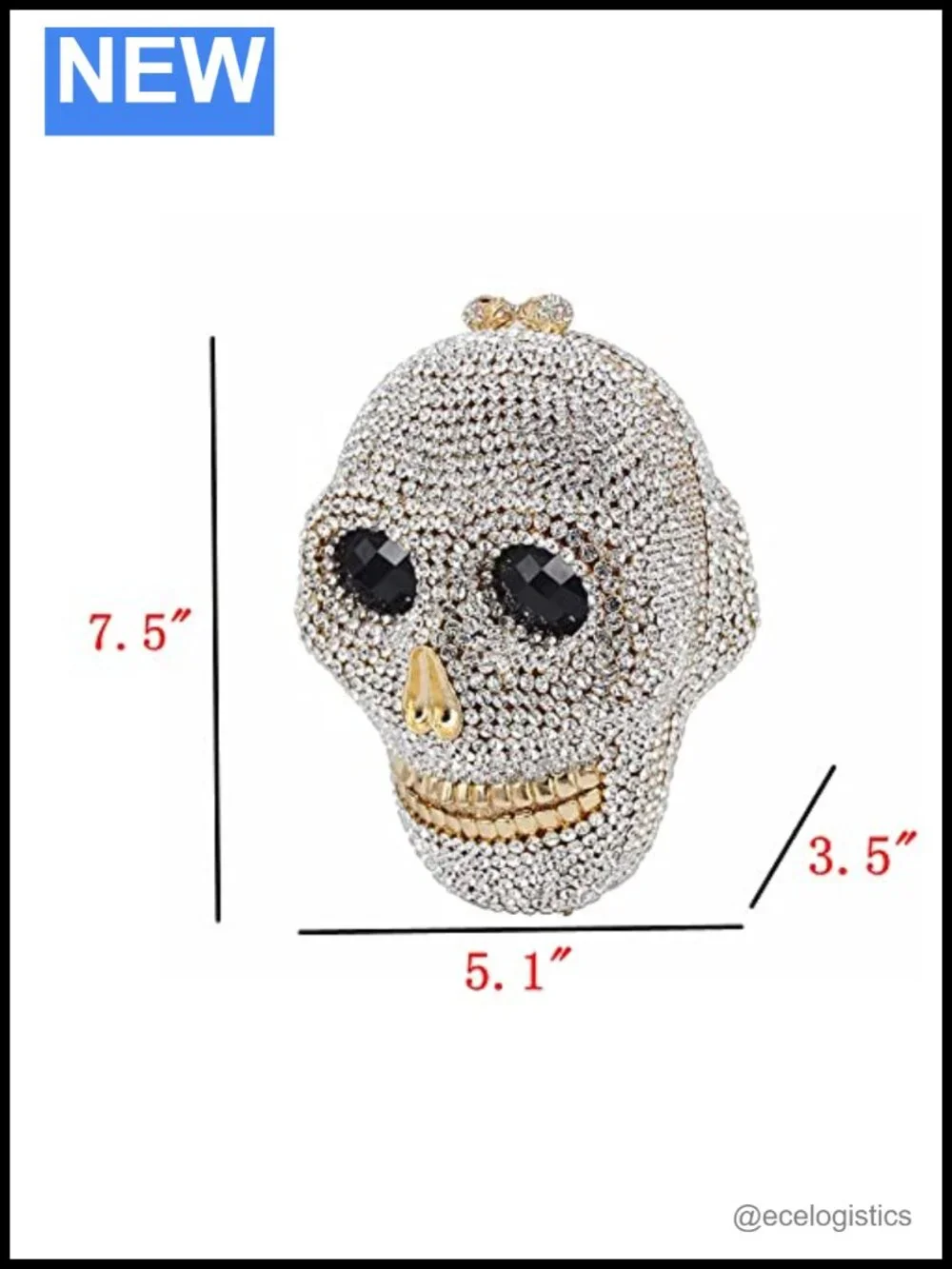 Rhinestone Skull Clutch Purse Evening Bag Halloween Party